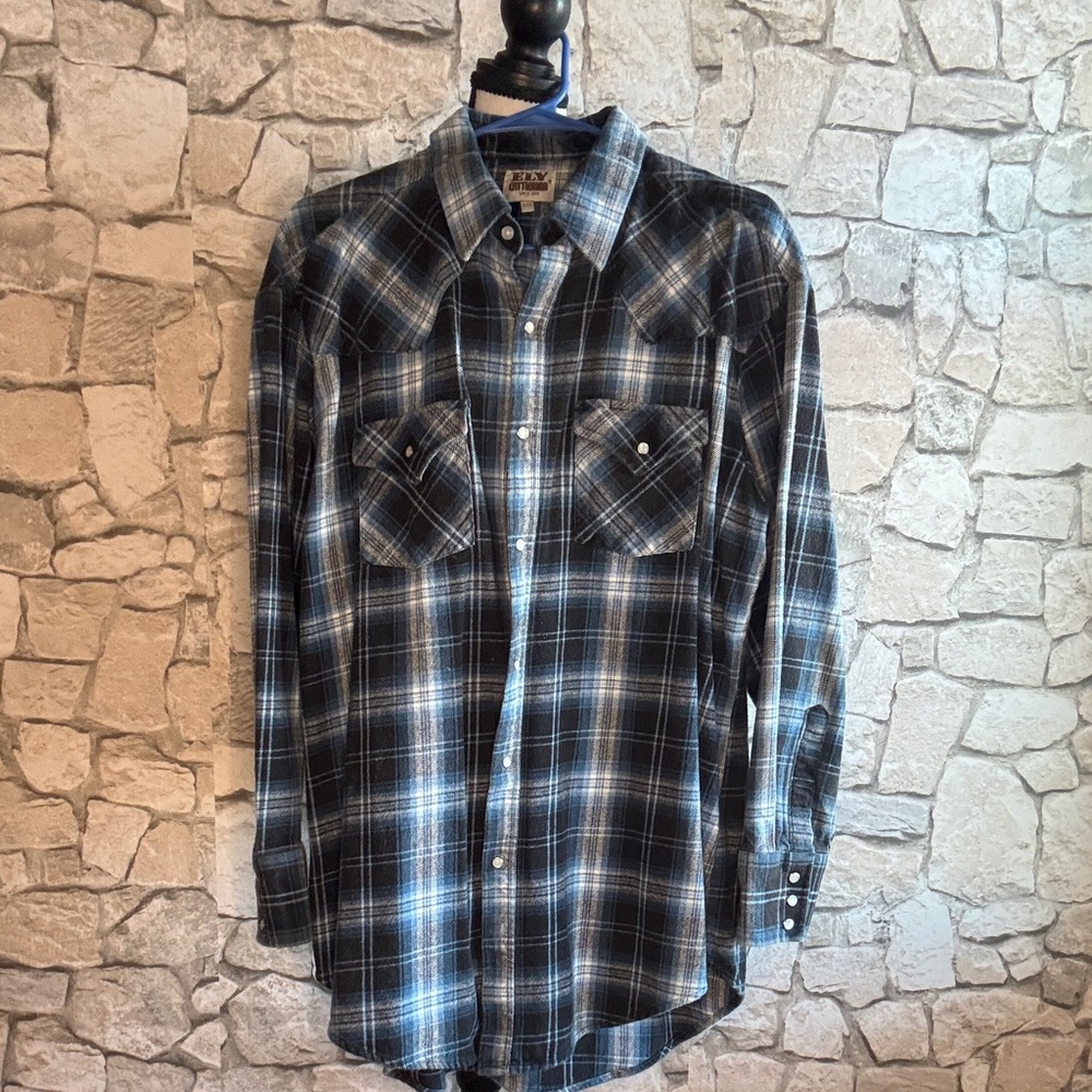 Ely Cattleman Blue Plaid Button-Down Shirt